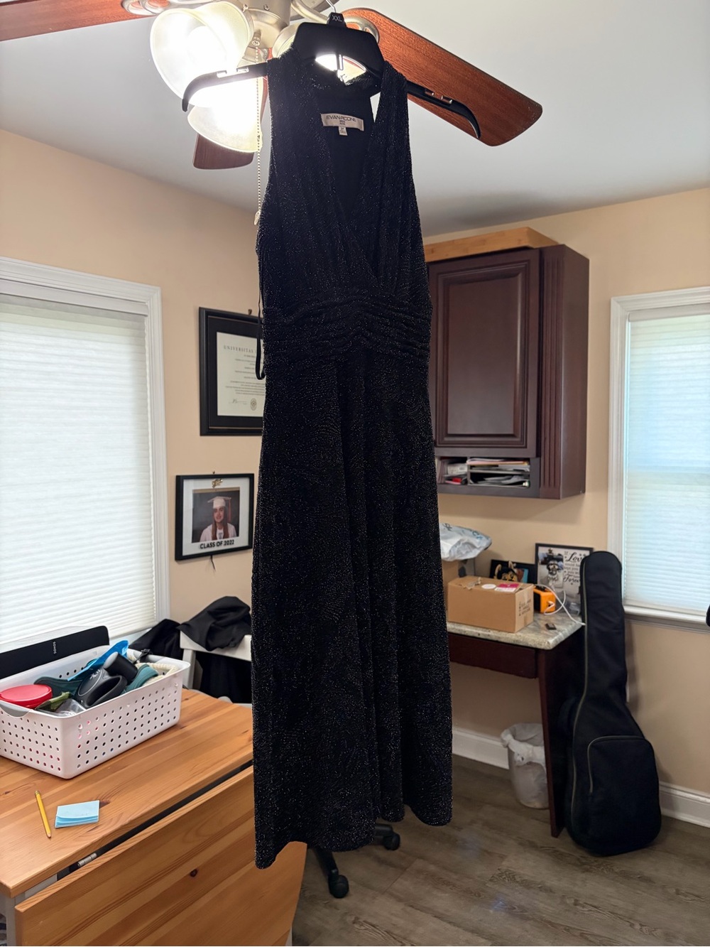 Evan Picone Black Sparkle Halter Evening Gown